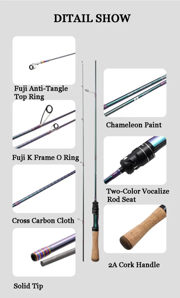 Fishing Pole Fishing Rod with Solid UL Tip Lure 0.6-8g Line 2-6lb