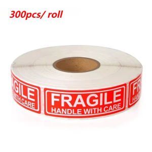 Courier Fragile Labels 300Pcs Handle With Care Permanent Adhesive Roll Stickers