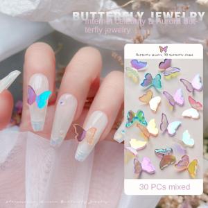 YOCKY Fashion Sparkling Symphony Aurora Butterfly 3D Nail Jewelry Butterfly Nail Decorations Aurora Nail Rhinestones Manicure Accessories