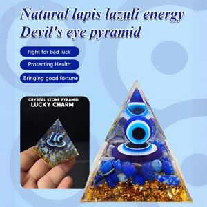 Energy Ornament Natural Crystal Gold Tower Ornament Green Gold Stone Devils Eye Energy Ornament