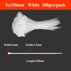 100 PCS Self-locking Plastic Nylon Tie Fastening Ring Cable Tie Zip Wraps Strap Nylon Cable Tie Organizer Twist Tie Zip Ties