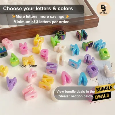 DIY Blingz 1pc UV Solid A-Z Chunky Letter Beads Acrylic Beads for DIY Handmade Bracelet Necklace Keychain Phone Charm Jewelry Making and other DIY Art Crafts Project Accessories