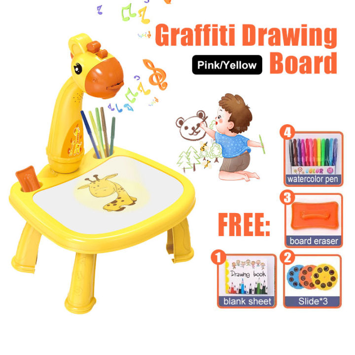 Mini Children's Projector Drawing Table Painting Board Kids LED Light ...