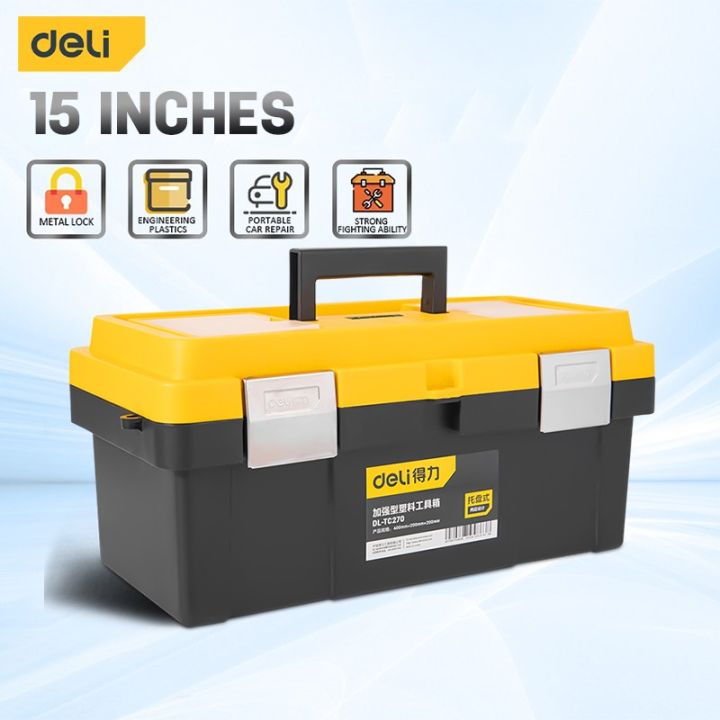 Deli Tools Box Storage 12 14 15 Toolbox With Metal Latch Tools