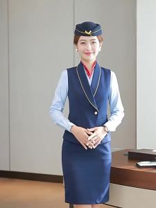 9922 Stewardess High-Speed Rail Flight Attendant Workwear Uniform Business Suit Ho Front Desk Reception Welcome Work Clothes Formal Wear