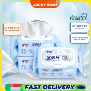 【Lucky Home】 【3/6Packs】心相印Hearttex Wet Toilet Paper 80 Sheets Moist Wipes for Bathroom Personal Cleansing Travel