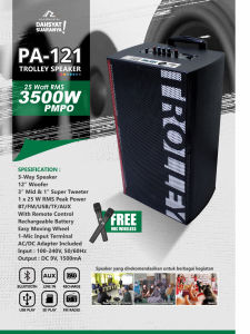 Speaker Trolley Roadmaster PA-121 -  Produksi Indonesia ber SNI Resmi dengan Garansi Service 1 tahun