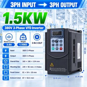 VFD Frequency Inverter 380V 3 Phase Input 3 Phase Output Variable Frequency Drive 4KW 5.5KW Motor Speed Controller