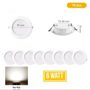 PAKET HEMAT 10 PCS LAMPU DOWNLIGHT 3 WARNA 9W 9 WATT KUNING BIRU UNGU PUTIH NATURAL CEILING LAMP D80