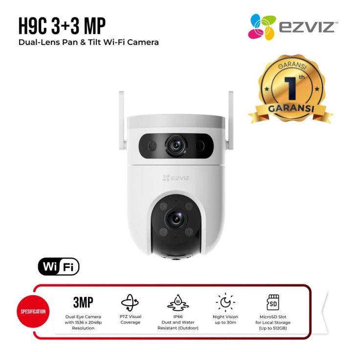 EZVIZ H9c 3MP+3MP OUTDOOR WIFI CAMERA WITH DUAL MOTORIZED PAN/TILT 360