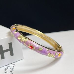 LINSBAYWU Double Bangle Chinese Cloisonne Bracelet Enamel Traditional Peony Filigree Flower Bangle Handicraft Vintage Womens Hand Bracelet Gifts for Women Girl