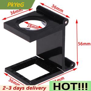 PkYeG 10X 28mm Folding Magnifier Stand Loupe with Scale for Textile Optical Tool
