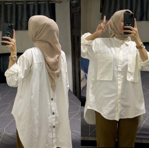 zafia id KEMEJA POCKET OVERSIZE WANITA ATASAN WANITA RAYON KEMEJA WANITA IMPORT LENGAN PANJANG JUMBO