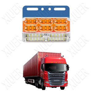 24V Truck Side Marker Light with Aluminum Plate Bracket Ultra-Bright Truck Turn Signal Lights with 3-Row White LED illuminated Ground Light
