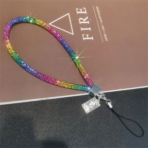 STAR-GIRL Full Diamond Rhinestone Phone Lanyard Diamond Pendant Wrist Chain Rhinestone Neck Strap Colorful Short Diamond Phone Lanyard Phone Accessories