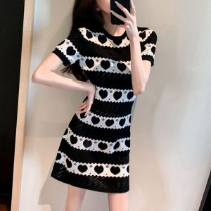 Missliu Fashion Đầm Nữ Dệt Kim Lụa Băng Khâu Tay Ngắn Cổ Tròn Đơn Giản Mới Mùa Hè