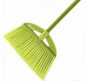 Metal Handle Large Plastic Broom Single Hard-Bristle Heavy-Duty Sweeper for Home & Outdoor Floor Cleaning