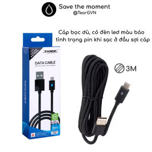 Cáp sạc và truyền dữ liệu Type-C DOBE dài 3M bọc dù cho tay cầm PS5 / Xbox Series SX / Switch Pro Controller