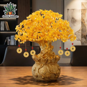 Crystal Gemstone Lucky Tree Money Tree Bonsai Handmade Wire Base Tabletop Ornament Home Office Desk Decor Gift