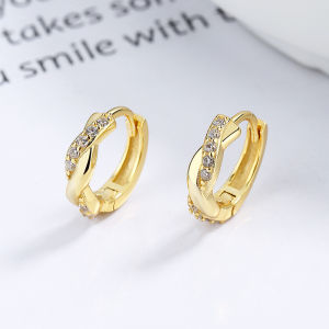 New Design Light Luxury Unique Zircon Winding Hoop Earrings 2026 Fashion Women Elegant Gold-Color Metal Jewelry Gifts