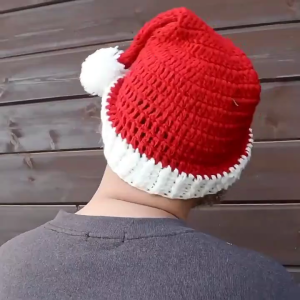 หมวกซานตาคลอสถักสำหรับเด็กผู้ใหญ่หมวกคลุมหนวดน่ารักหมวกซานตาคลอสหมวกซานต้าคริสต์มาสตุ๊กตาสีแดงแบบดั้งเดิมสำหรับของขวัญปีใหม่