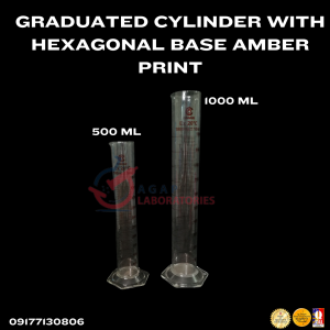 GRADUATED CYLINDER WITH HEXAGONAL BASE WHITE PRINT