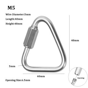 AODDO Màu bạc Vòng kết nối nhanh hình tam giác Sắt mạ kẽm M3.5~M10 Móc khóa cắm trại ngoài trời đi bộ Móc dây khóa ấm