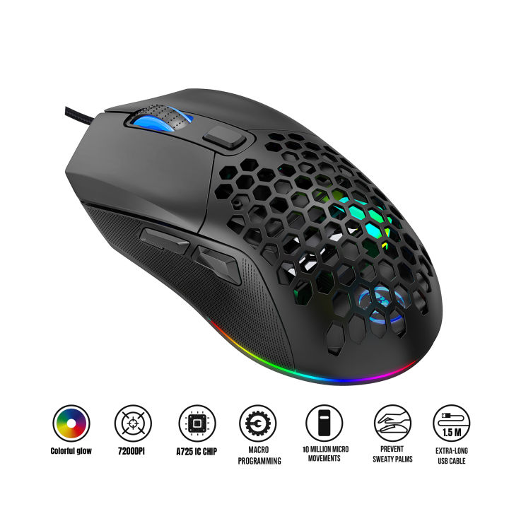 HXSJ X300 RGB Gaming Mouse Backlit Wired Ergonomic 6 Button ...