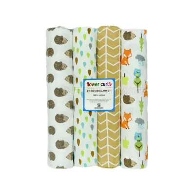 4 Pcs Bedong Bayi Flanel Selimut Bayi Baby Bedong Bayi 1 Set Lengkap Bedong Bayi Jumbo Laki Laki Perempuan Baru Lahir Tebal Bedong Bayi Motif BC-206