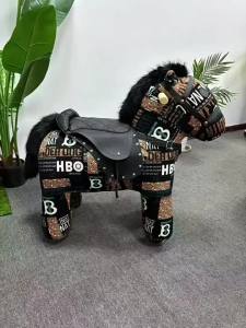 FFBH Low Pony Rocking Chair Children Stools Removable Decorative Living Room Stool Relaxing Aesthetic Modern Luxury Stool with Wheels K6R8Z