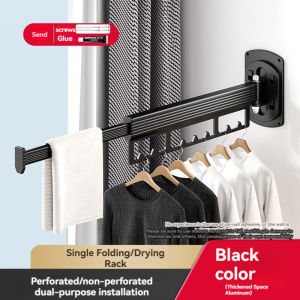 Wall Mounted Clothes Drying Rack Retractable Fold Away Clothes Dry Racks  folding clothes hanger rack storage no drilling Upgraded and thickened