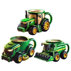 แก้วกาแฟเซรามิกธีมฤดูเก็บเกี่ยวพร้อมดีไซน์รถแทรกเตอร์สำหรับตกแต่งบ้านไร่และใช้ในทุกวันใช้งานได้จริง