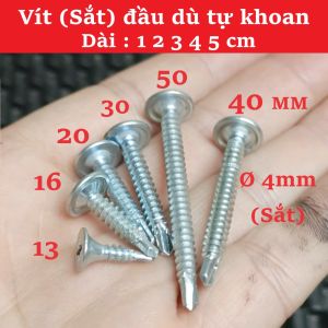 (400g) Vít (Sắt) Tự Khoan Đầu Dù Đuôi Cá Ø 4mm Đa kích cỡ (Số 1 2 3 4 5 cm) Lắp đặt và cố định giữ chắc vật liệu