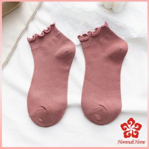 ถุงเท้าข้อจีบ สีพาสเทล  สไตล์ญี่ปุ่น  สำหรับผู้หญิง Women socks