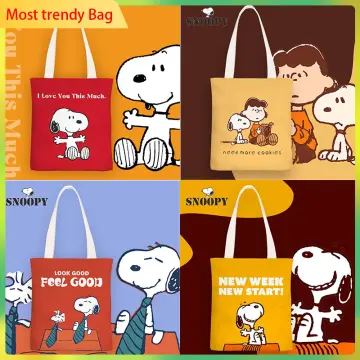 Brand New Jfashion snoopy peanuts small canvas tote bag on sale in beige