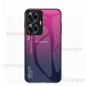 เคสสำหรับ Realme C55 Nfc 55 RealmeC55ไล่ระดับสีเคสโทรศัพท์กระจกเทมเปอร์ป้องกันกรอบ TPU แบบนุ่มฝาหลังกันกระแทก