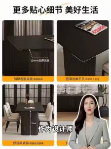 CraftedLiving SG- Stone-top dining table – black Italian-style modern minimalist dining table for the home