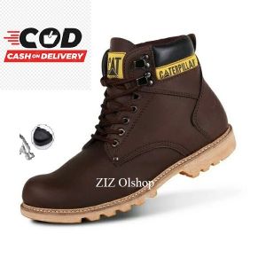Best Seller - SEPATU SAFETY PRIA HOLTON CATERPILLAR STEEL TOE SAFETY BOOTS / BAYAR DI TEMPAT