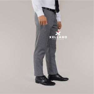 Xellano Celana Panjang Formal Pria Abu Gelap Bahan Kain Garren Kerja Kantor Slimfit 27-38