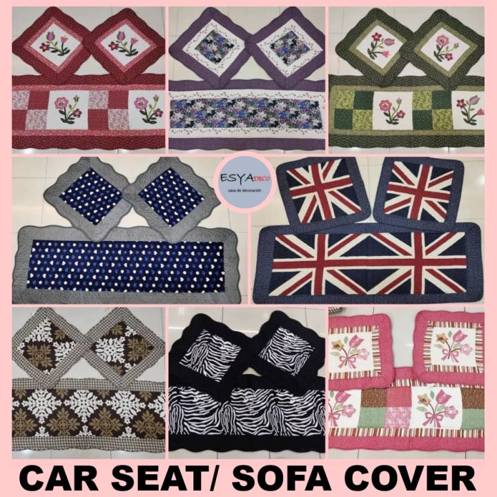 ESYADECO 3Pcs Patchwork Baldu Car Seat Cover Alas Seat Kereta Sofa