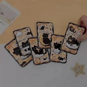 【𝗥𝗲𝗮𝗱𝘆 𝗦𝘁𝗼𝗰𝗸】Cute Black Cat Retractable Card Holder Portable School Office ID Badge Holder Telescopic Lanyard Card