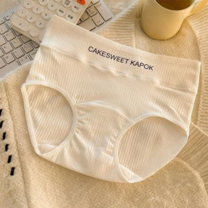 ChoiFoo กางเกงในเอวกลางไร้รอยต่อสำหรับเด็กผู้หญิงชั่นในคอตตอนบริสุทธิ์กางเกงในสไตล์สปอร์ตลายตัวอักษรกางเกงในเป้าขยายสีทึบแบบเรียบง่าย10A เกรดต้านเชื้อแบคทีเรียชุดชั้นในนักเรียนนุ่มและสบายผิวเป็นมิตร