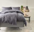 Bộ vỏ chăn gối đôi | JYSK Nell | cotton sateen | xám/ghi | R200xD220cm/R50xD70cm. 
