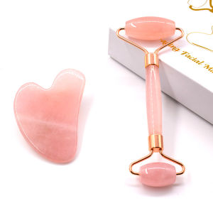 2PCS Facial Jade Roller Gua Sha Tool Plate Facial Massager Face Eye Lifting Wrinkle Remover Natural Stone Jade Beauty Massage For Face Neck Back Body
