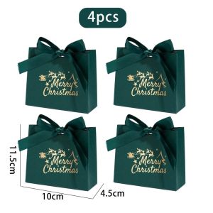 4Pcs Elegant Christmas Gift Bags Candy Cookies Chocolate Biscuit Packaging Box Christmas Party New Year Gift Decoration