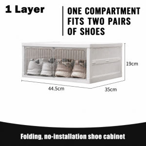 Folding Shoe Transparent Shoe Storage Cabinet No Installation Integrated Double Door Folding Shoe Rack