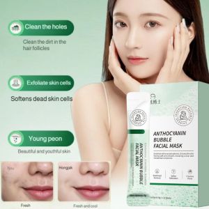 Anthocyanin Bubble Mask For Blackheads And Acne Cleansing Pores Smear Mask Pore Detoxifying Bubble Treatment Peel-off Mask Acne Foam Cleanser Remove Blackheads Deep Cleansing Oil Control Facial Skin Care