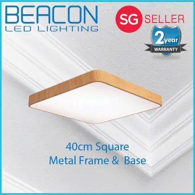 BEACON LED 40cm Wood Texture Metal Frame Ceiling Light / Nordic Minimalist Design Ceiling Light