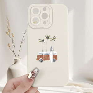 Retro brown and white RV phone case suitable for iPhone 17 16 15 14 13 12 11 Pro/Max/Plus anti drop and shockproof back cover