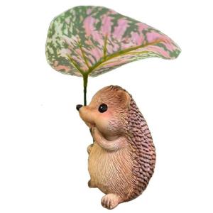 Nhựa HEDGEHOG điêu khắc HEDGEHOG giữ lá bức tượng nhỏ cho sân vườn và văn phòng nhà cửa trang trí mặt bàn